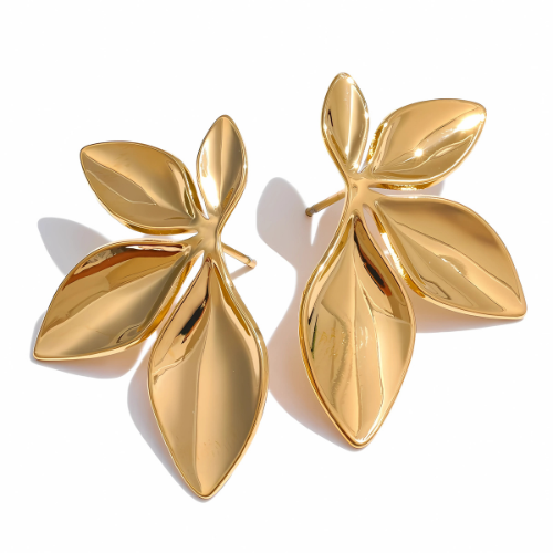 Boucle d'oreille pour femme - Feuille Dorée