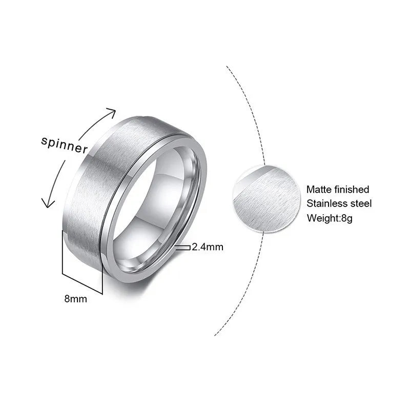 Bague Thérapeutique Tournante pour Homme en Acier Inoxydable