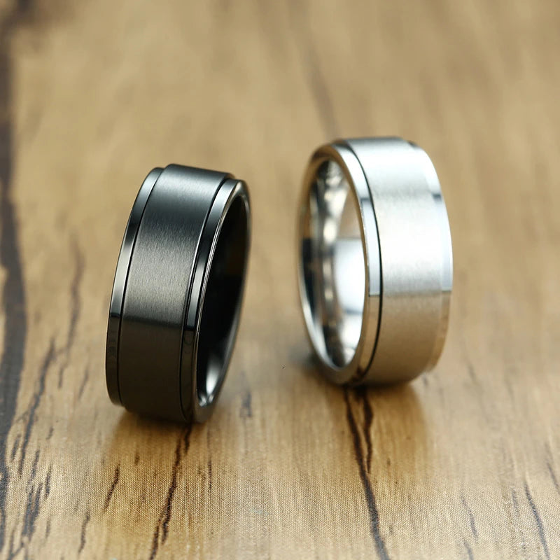 Bague Thérapeutique Tournante pour Homme en Acier Inoxydable