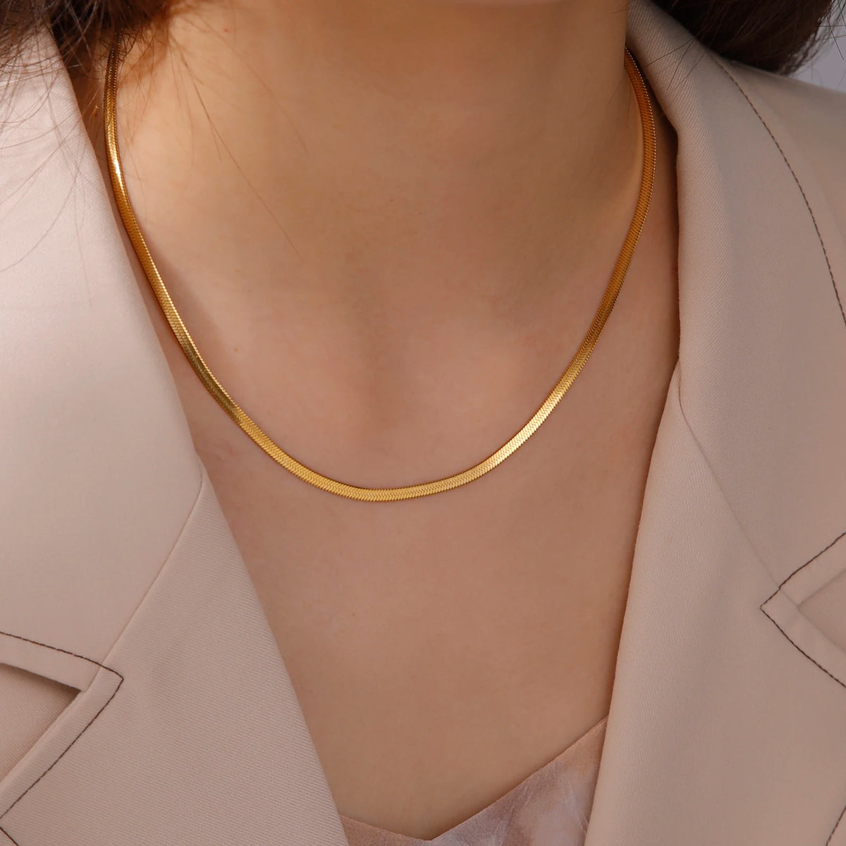 Collier Unisexe en Acier Inoxydable Plaqué Or
