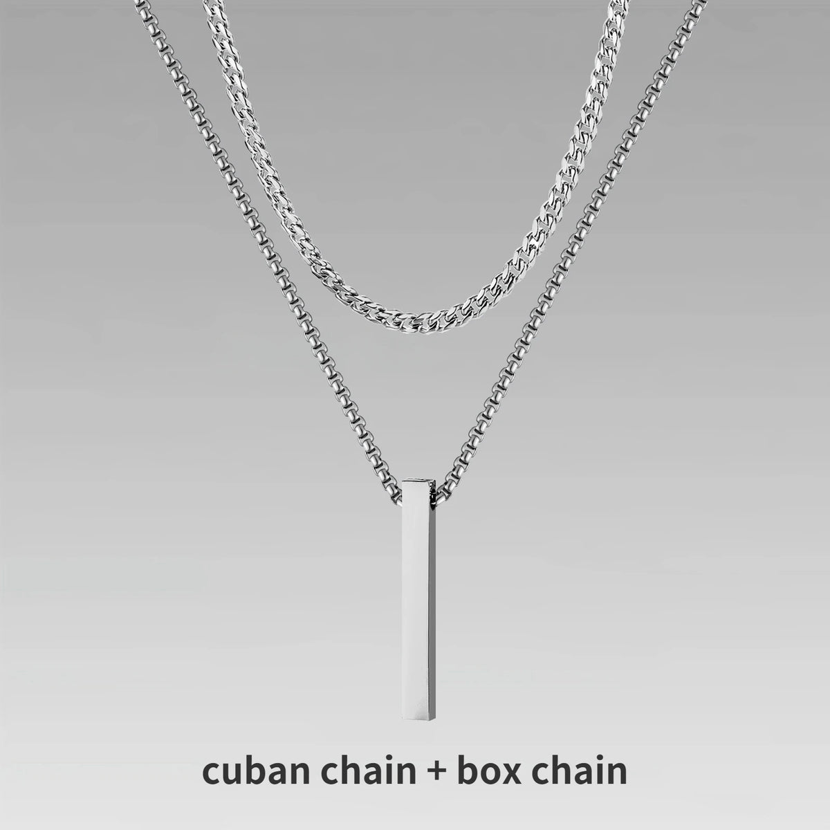 Collier Barre Verticale 3D - Style Contemporain