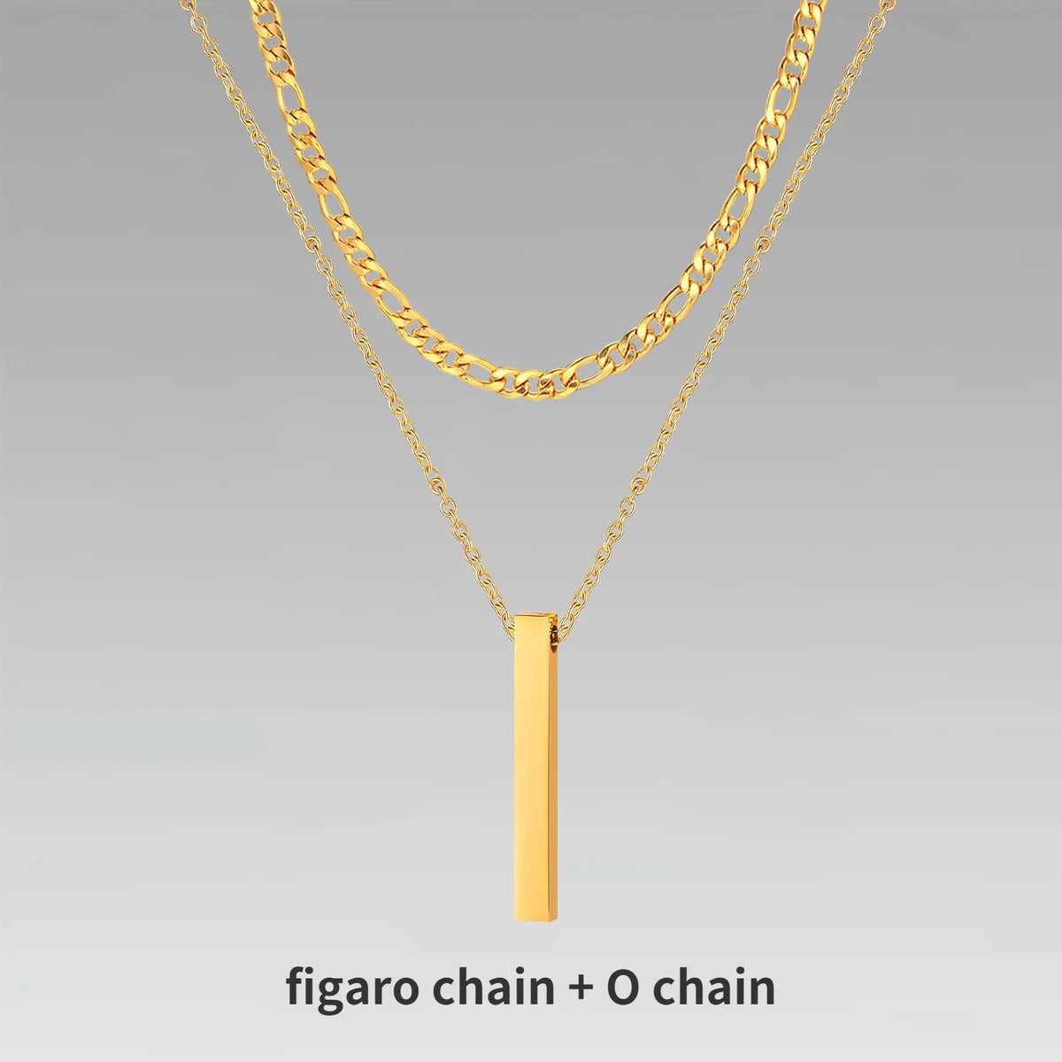 Collier Barre Verticale 3D - Style Contemporain
