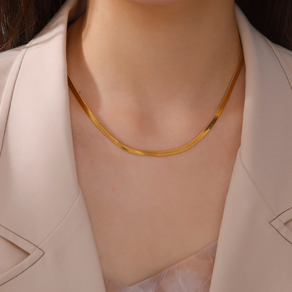 Collier Unisexe en Acier Inoxydable Plaqué Or