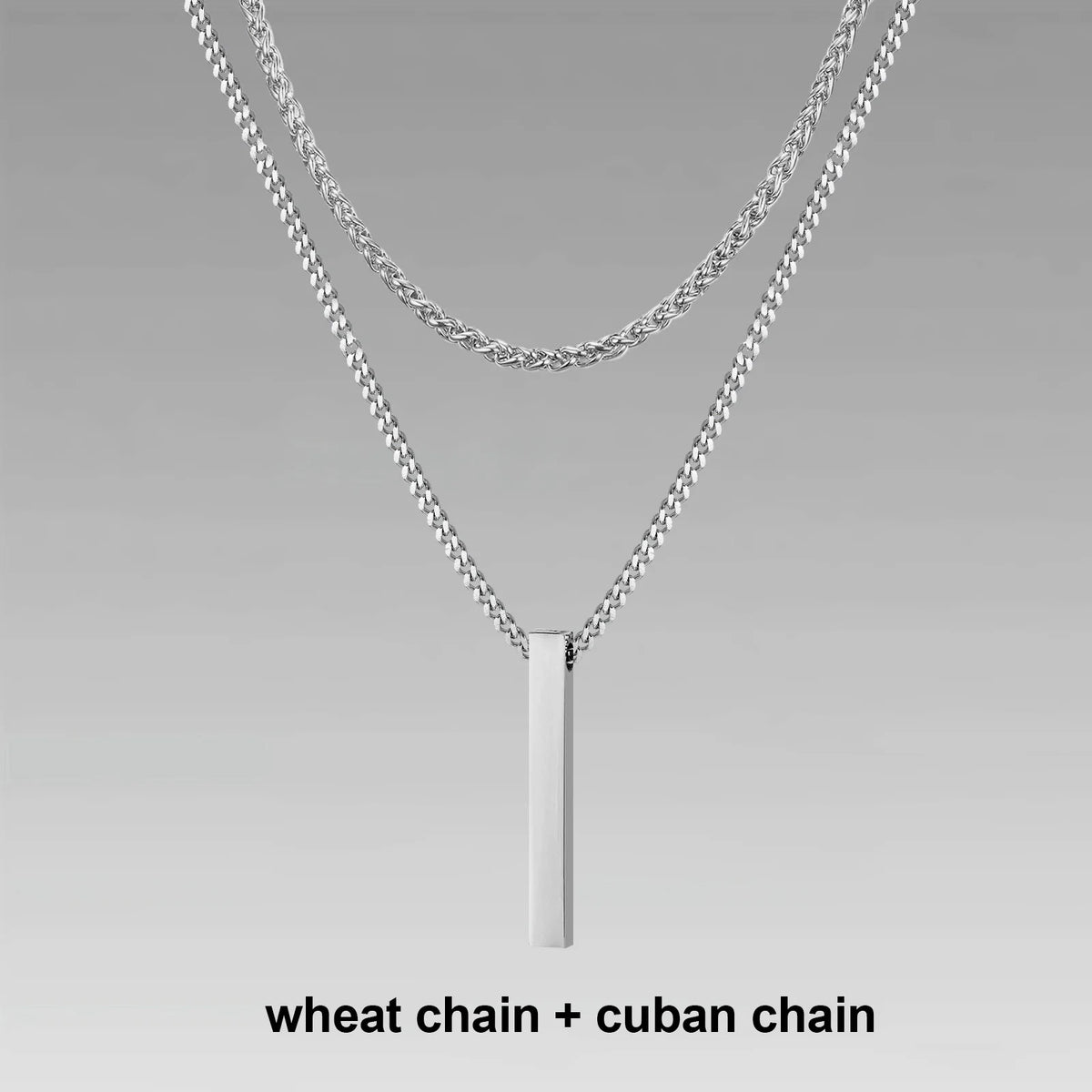 Collier Barre Verticale 3D - Style Contemporain
