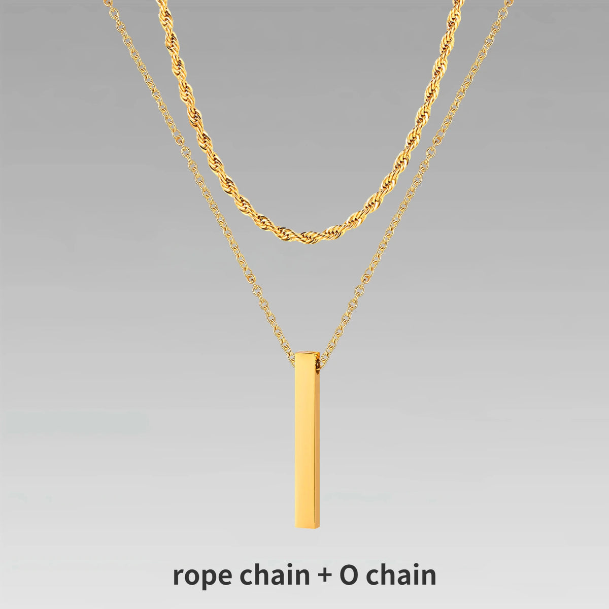 Collier Barre Verticale 3D - Style Contemporain