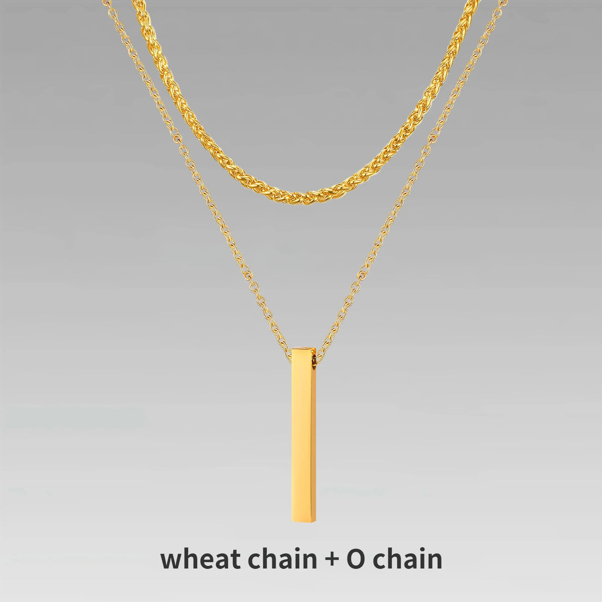 Collier Barre Verticale 3D - Style Contemporain