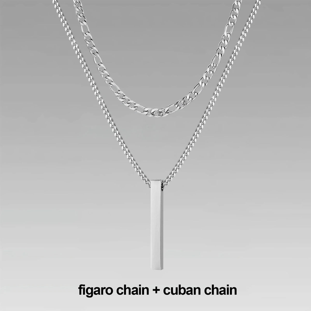Collier Barre Verticale 3D - Style Contemporain