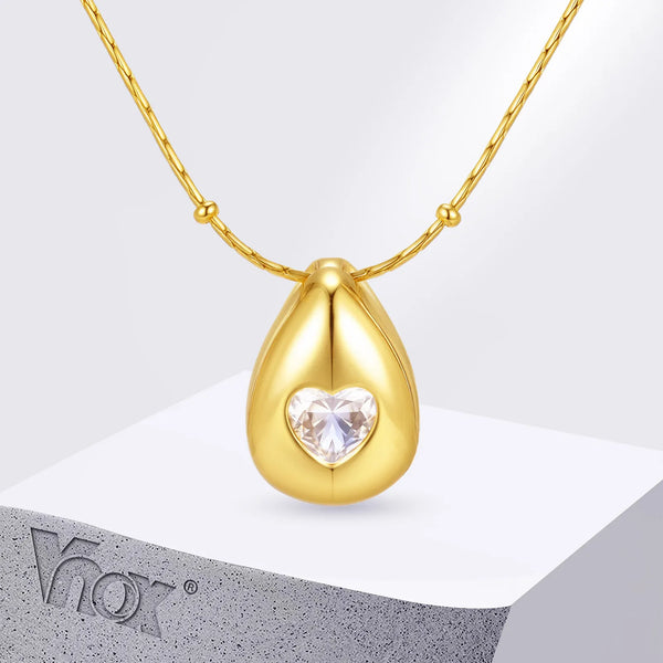 Collier avec Zircon Incrusté  en Acier Inoxydable pour Femme