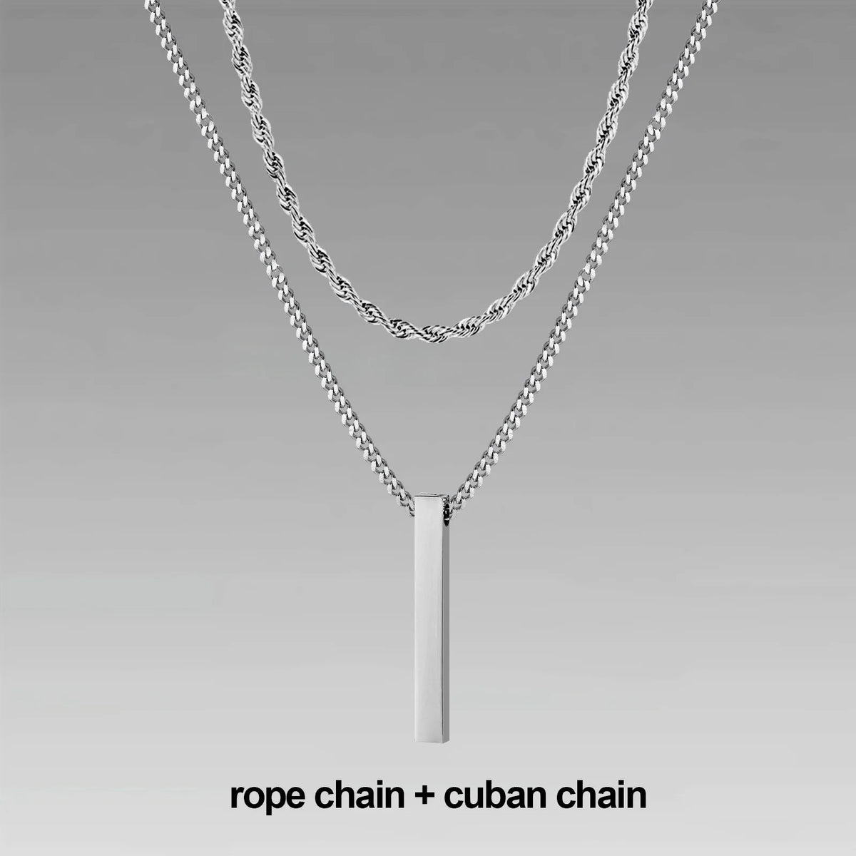 Collier Barre Verticale 3D - Style Contemporain