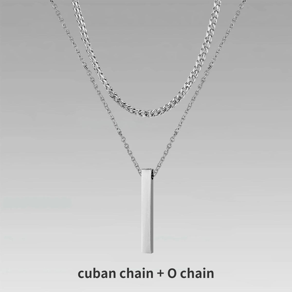 Collier Barre Verticale 3D - Style Contemporain