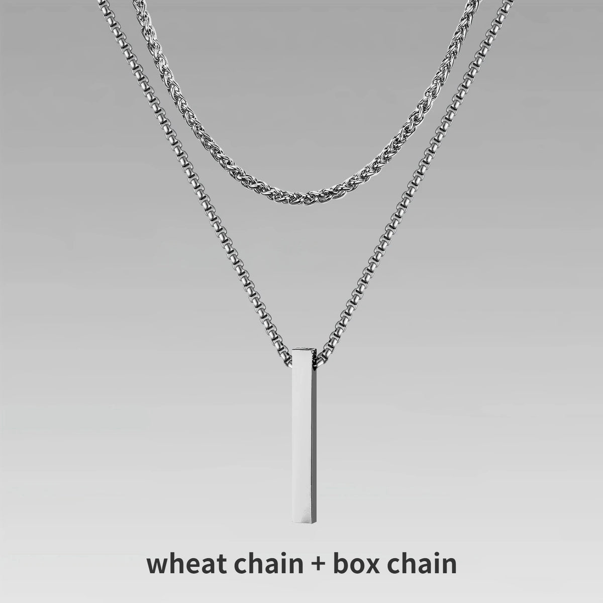 Collier Barre Verticale 3D - Style Contemporain