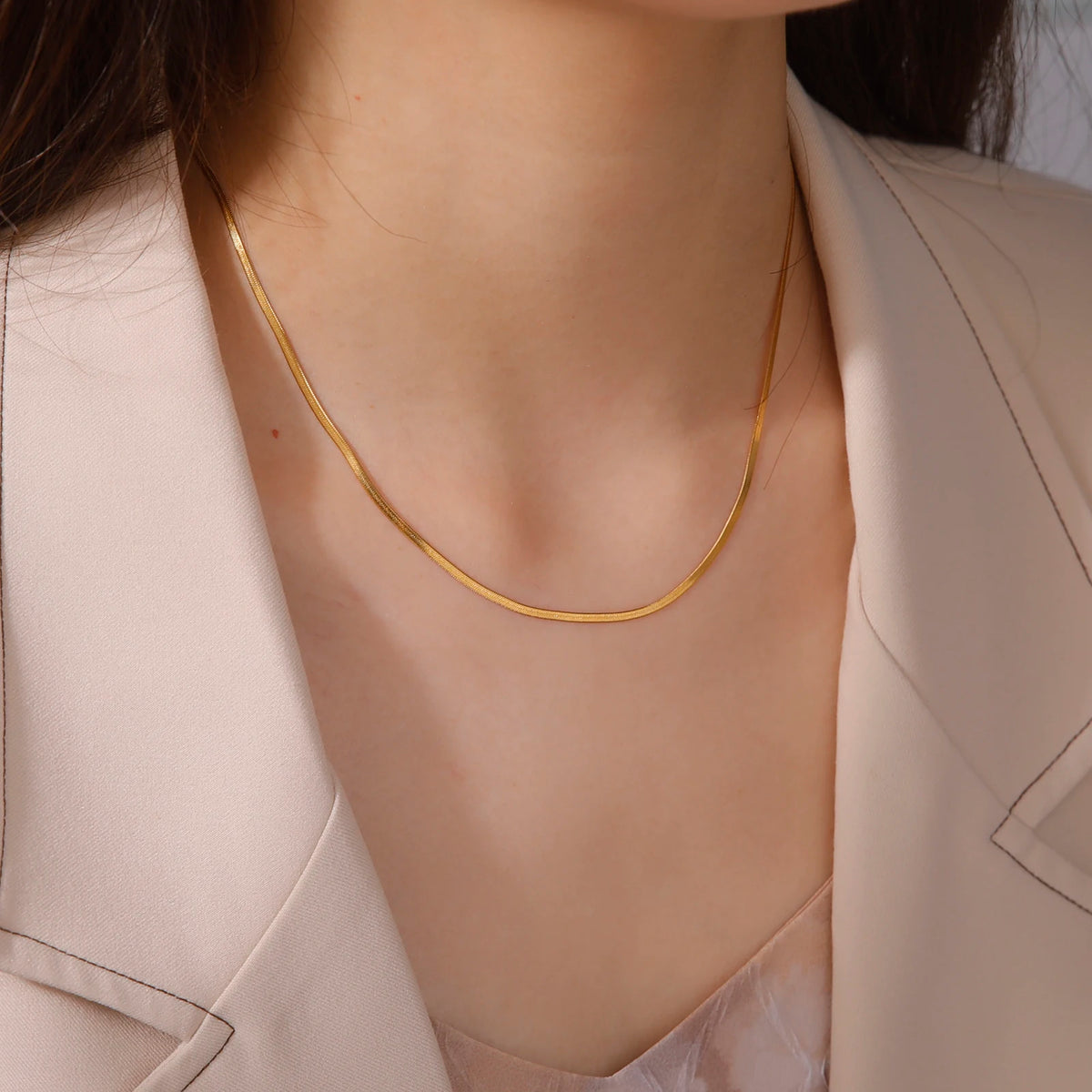 Collier Unisexe en Acier Inoxydable Plaqué Or
