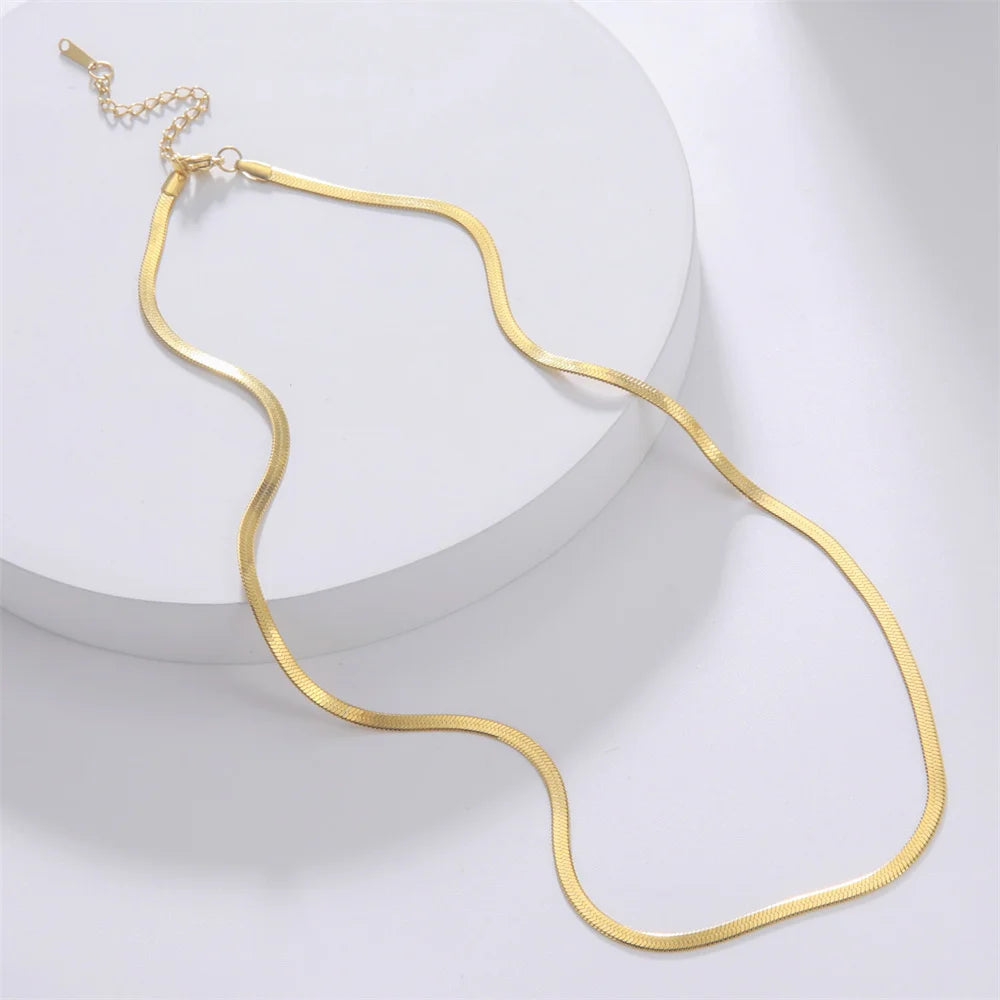 Collier Unisexe en Acier Inoxydable Plaqué Or