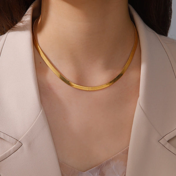 Collier Unisexe en Acier Inoxydable Plaqué Or