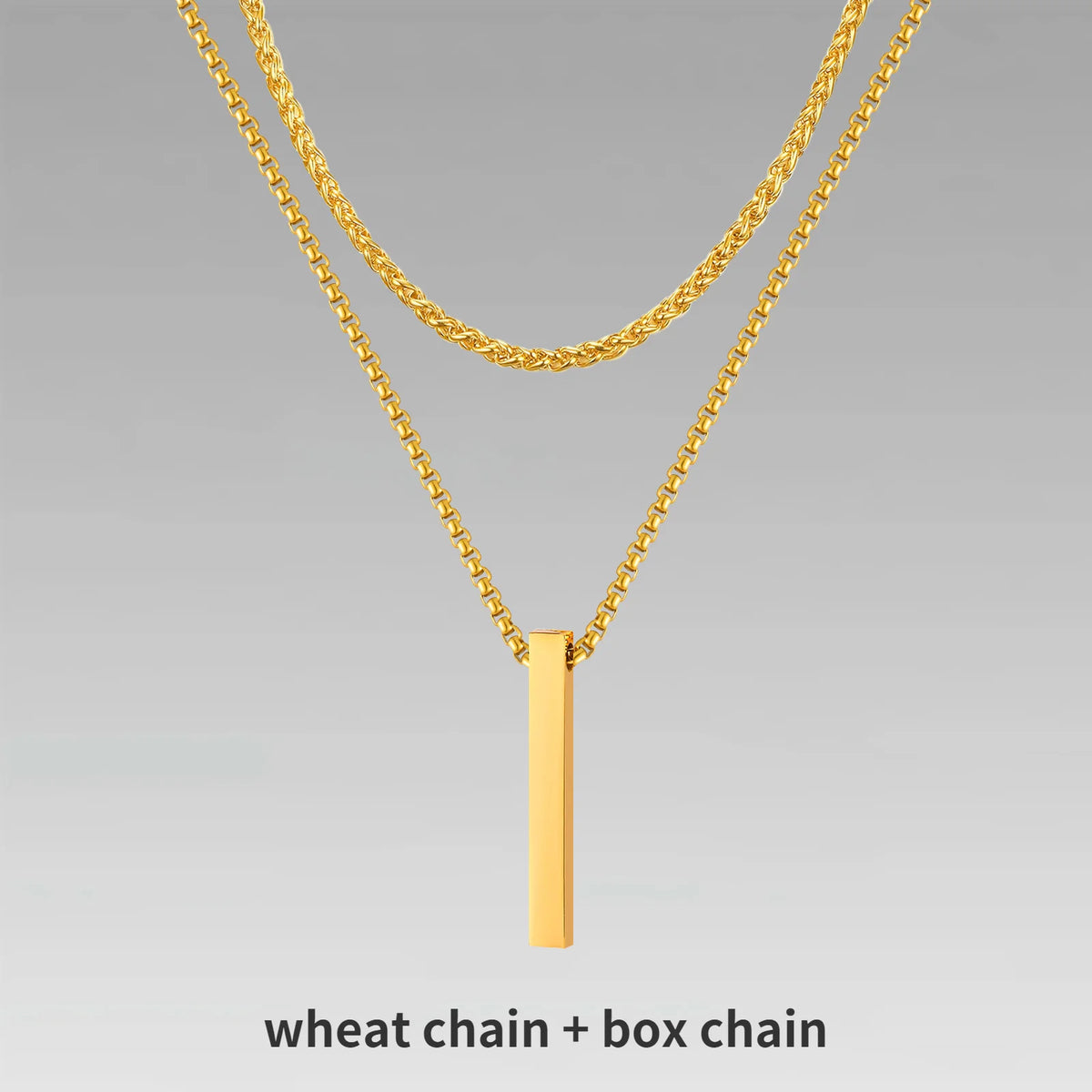 Collier Barre Verticale 3D - Style Contemporain