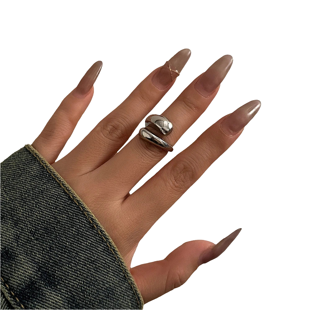 Large bracelet et bague en métal pour femmes