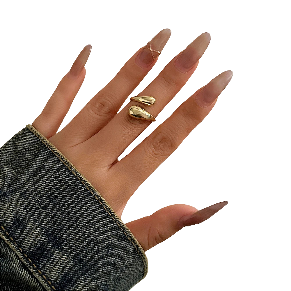 Large bracelet et bague en métal pour femmes